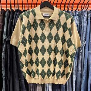 Vintage 90s Alfred Dunner Argyle Knit Polo Sweater Shirt XL - Made in USA